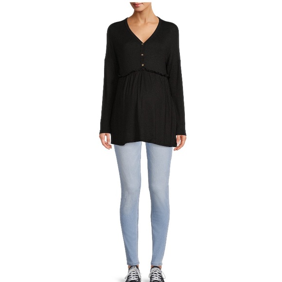 NWT Time and Tru Maternity Long Sleeve Henley Babydol - Picture 2 of 6